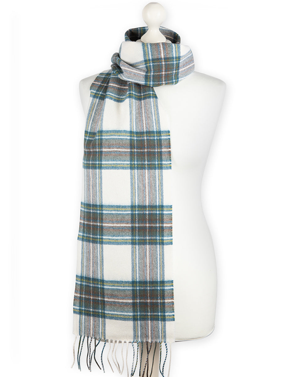 Bowhill Stewart Blue Dress Tartan Lambswool Scarf