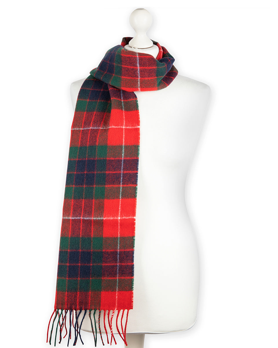 Bowhill Fraser Red Modern Tartan Lambswool Scarf