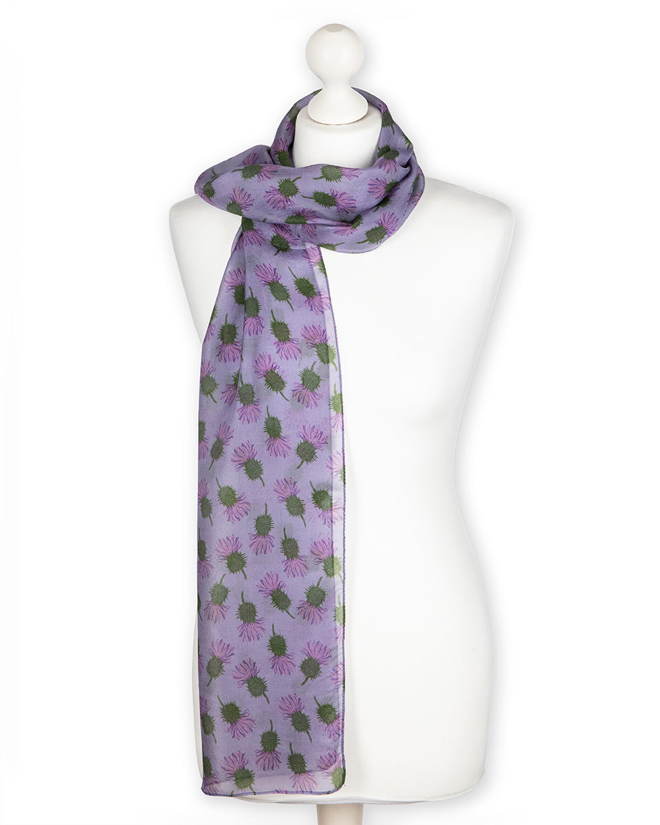 Lilac Thistle Silk Scarf