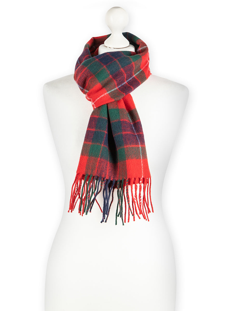 Bowhill Fraser Red Modern Tartan Lambswool Scarf