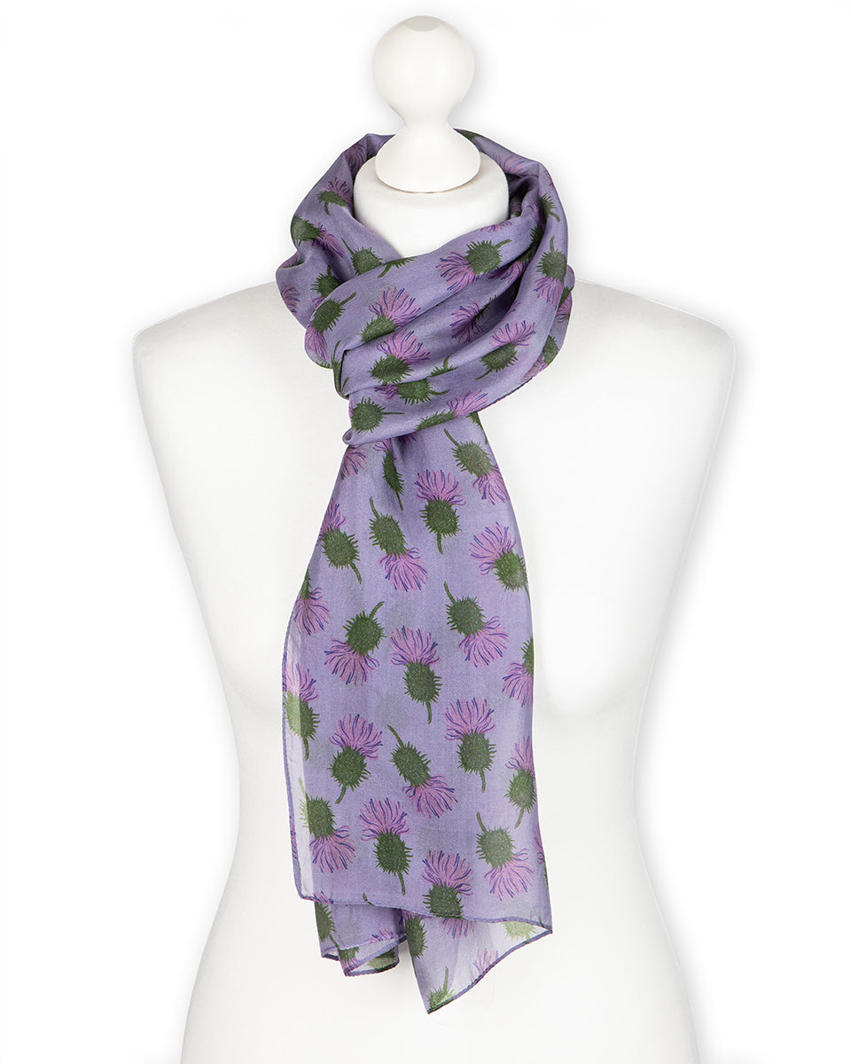 Lilac Thistle Silk Scarf