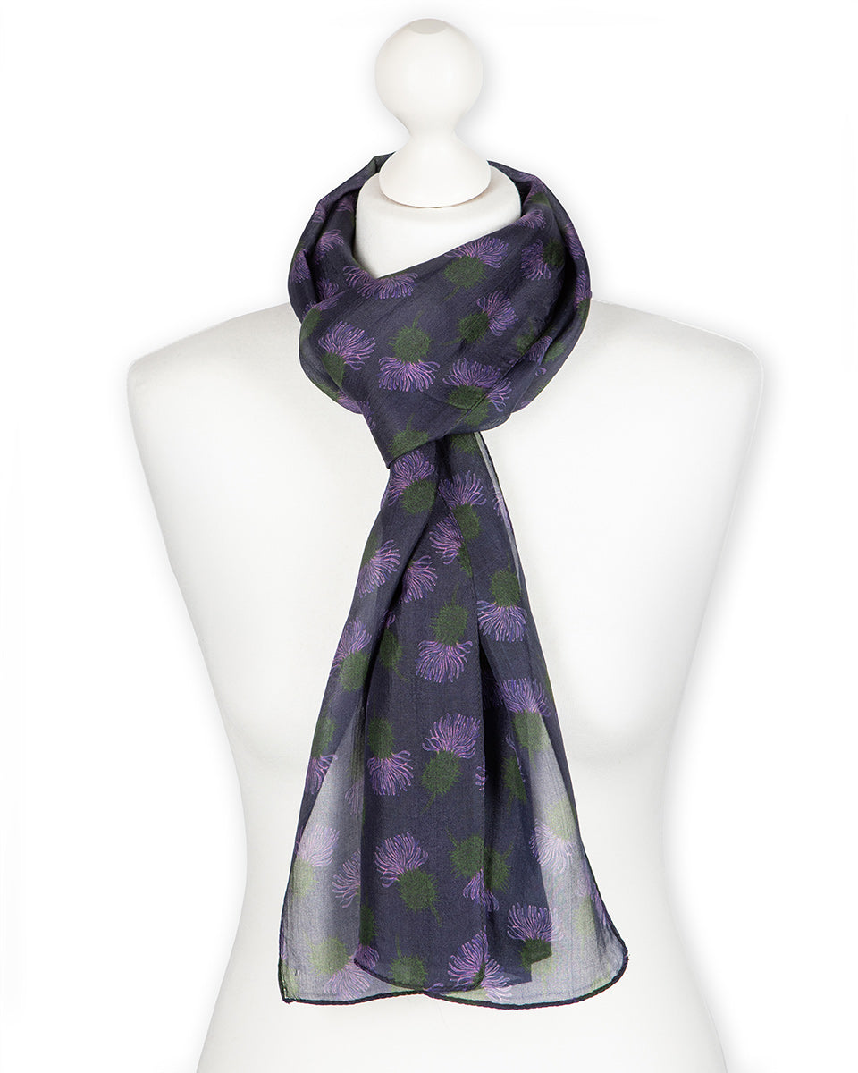 Purple Thistle Silk Scarf