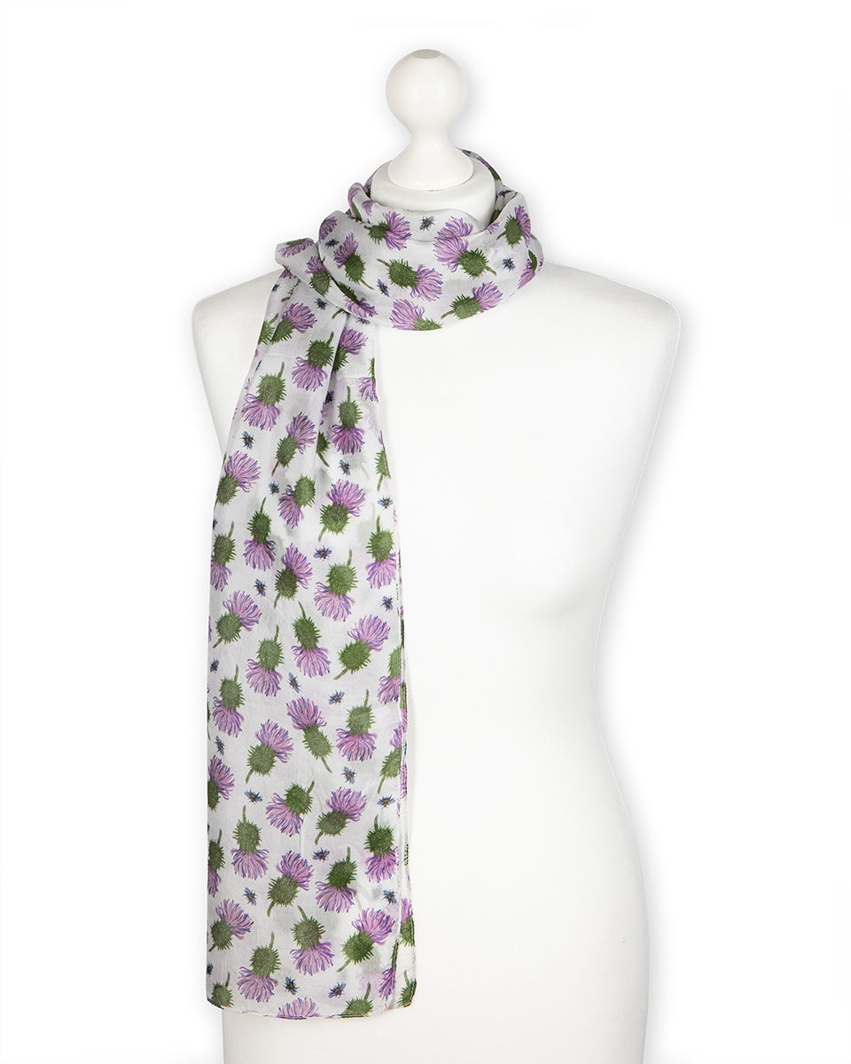 Cream Thistle Silk Scarf