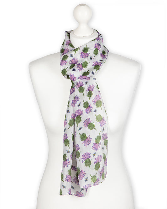 Cream Thistle Silk Scarf