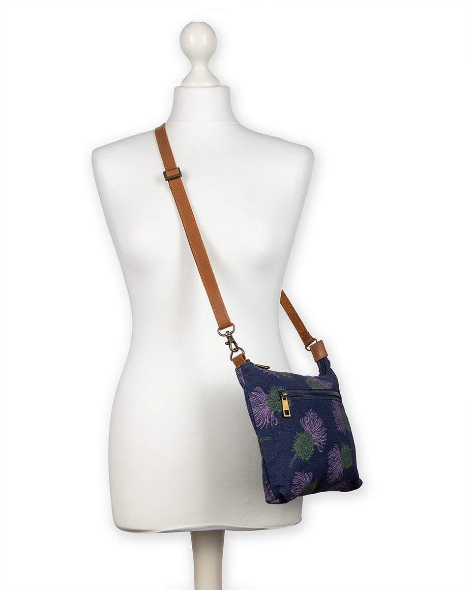 Purple Thistle Cross Body Bag