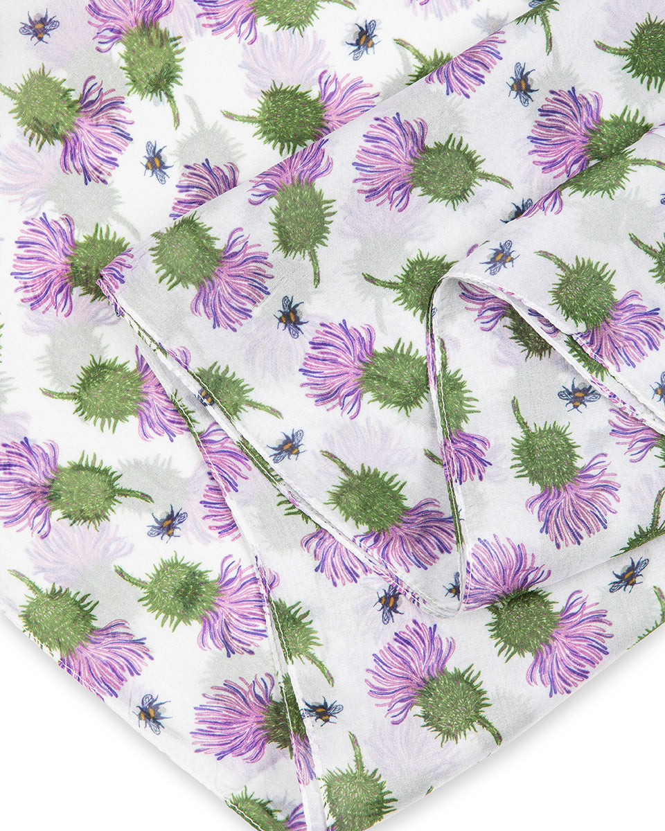 Cream Thistle Silk Scarf