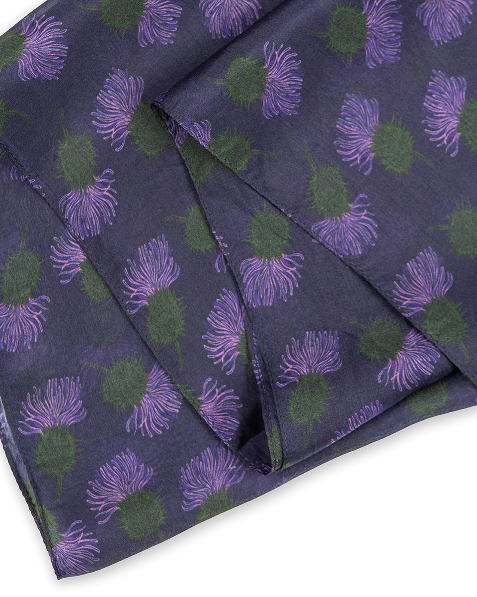 Purple Thistle Silk Scarf