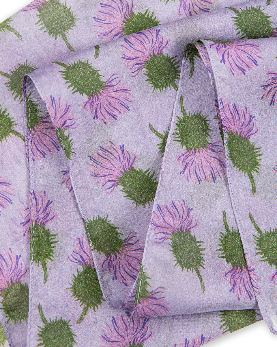 Lilac Thistle Silk Scarf