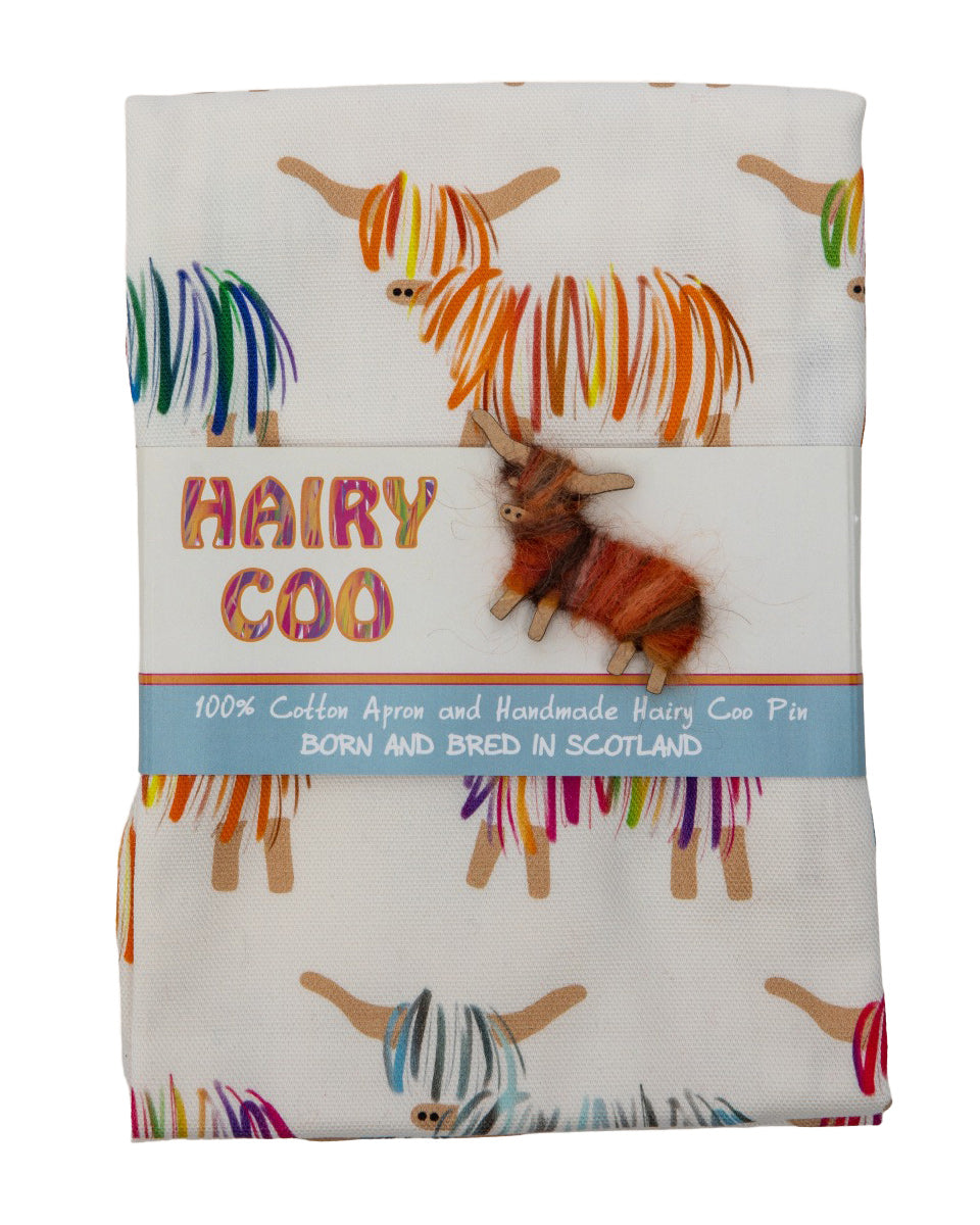 Hairy Coo Highland Cow Apron with Pin Brooch