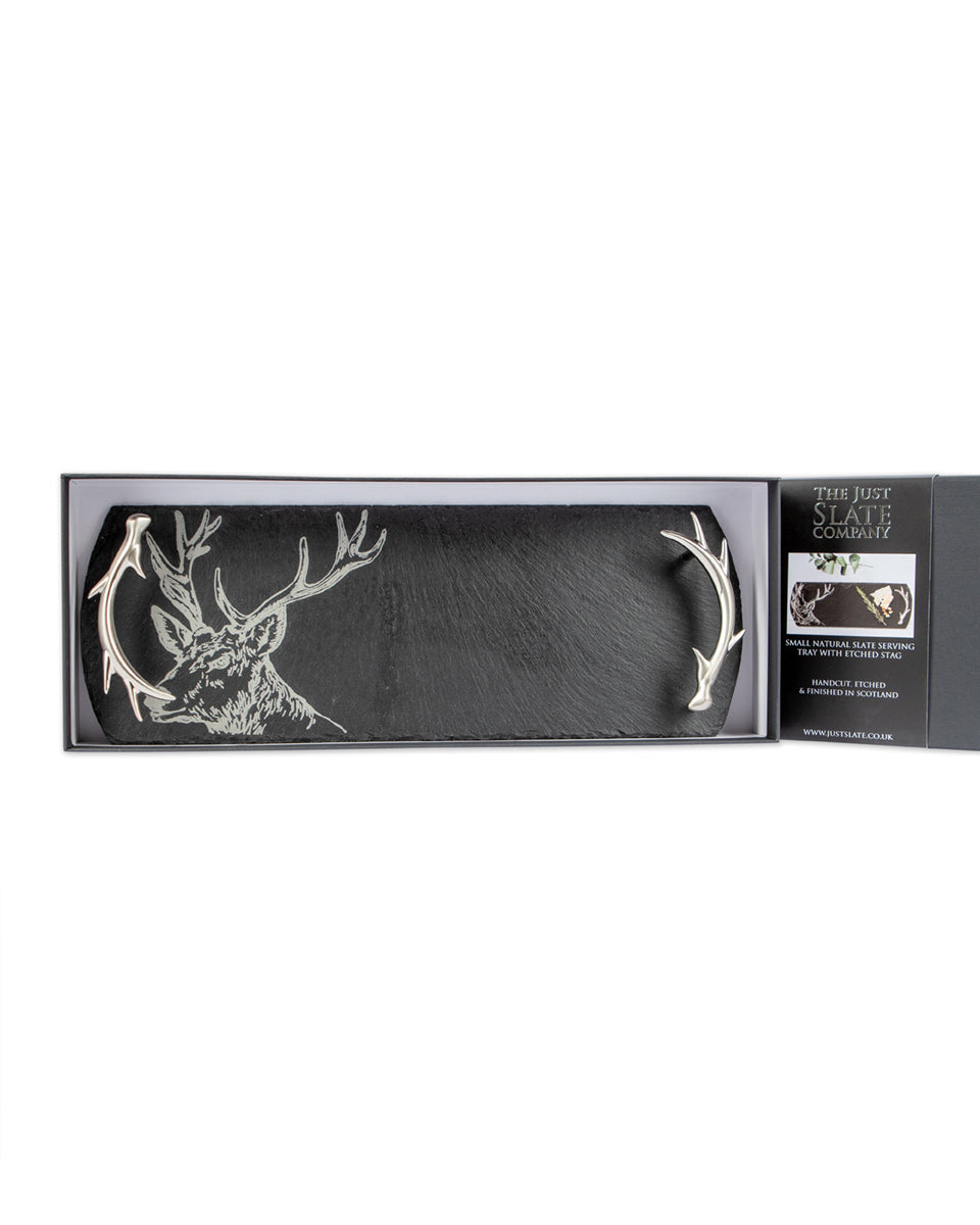 Small Slate Serving Tray - Stag Design