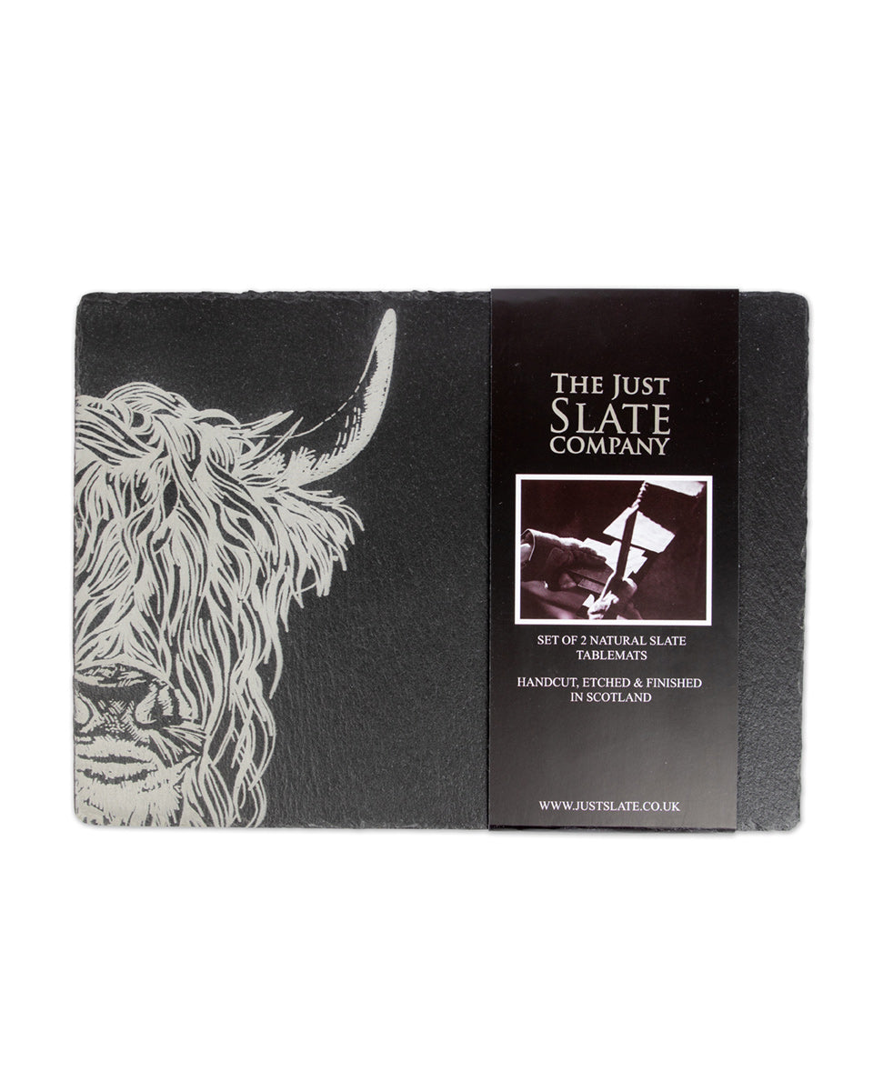 2 Slate Place Mats - Highland Cow