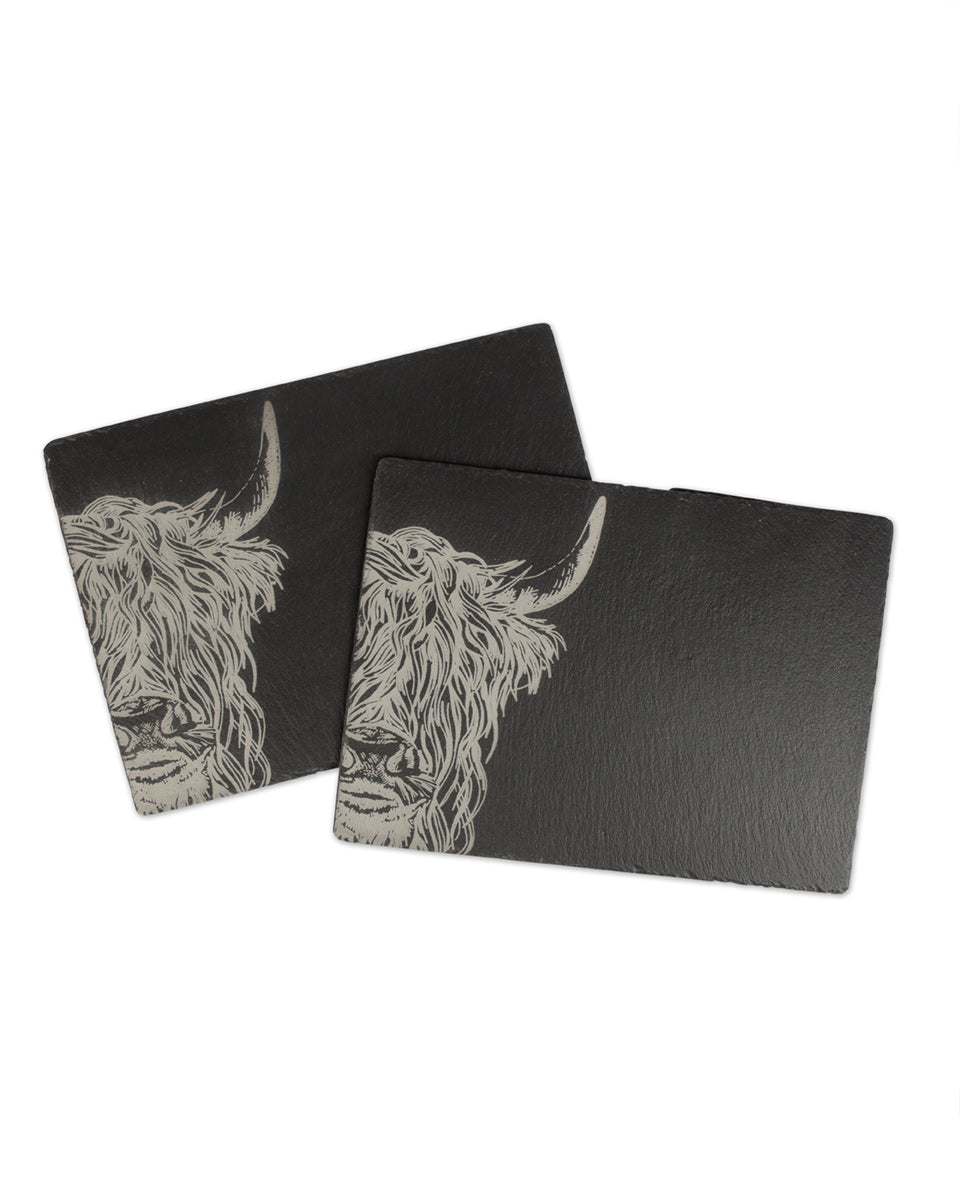 2 Slate Place Mats - Highland Cow