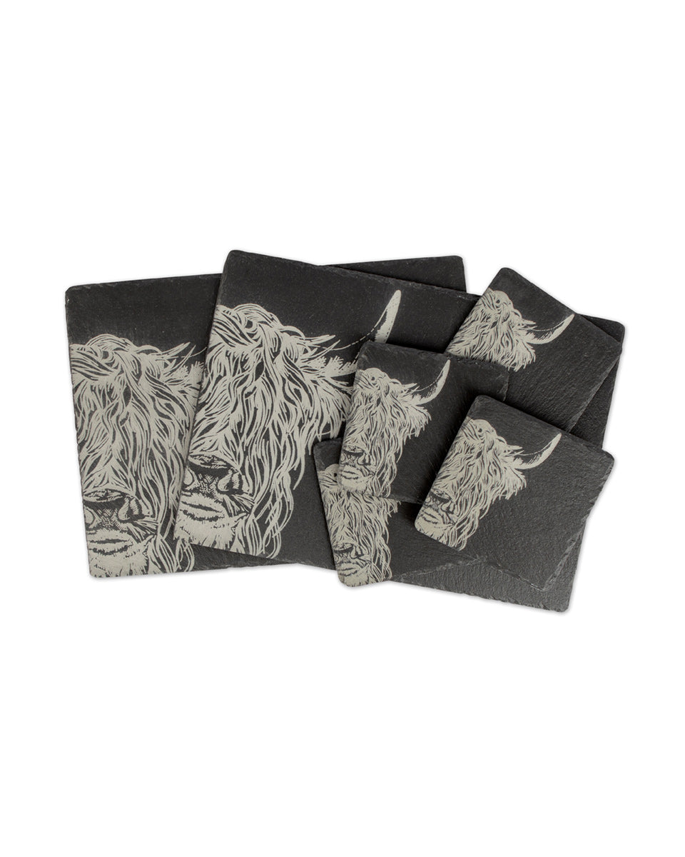 2 Slate Place Mats - Highland Cow