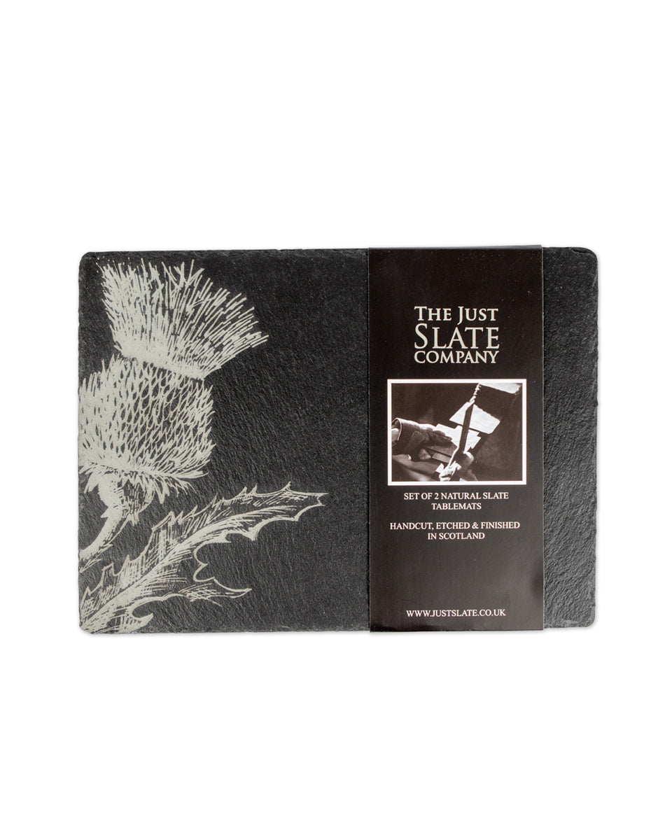 2 Slate Place Mats - Thistle Design