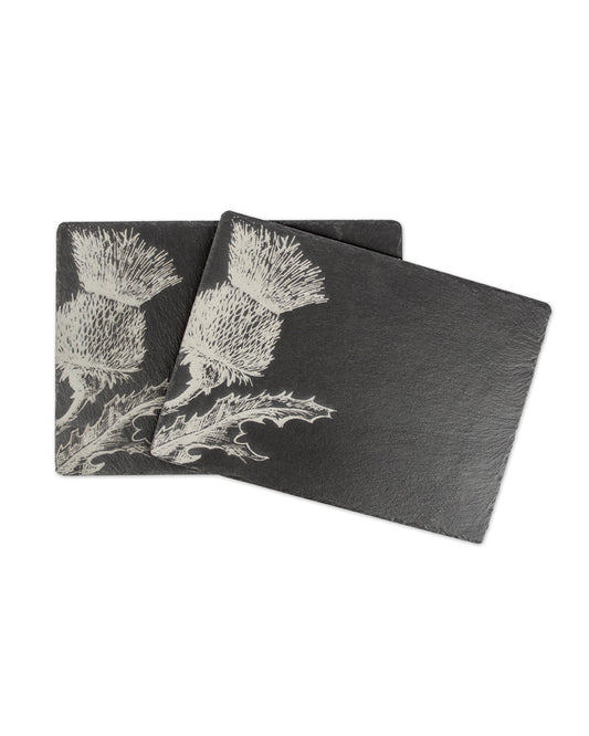 2 Slate Place Mats - Thistle Design