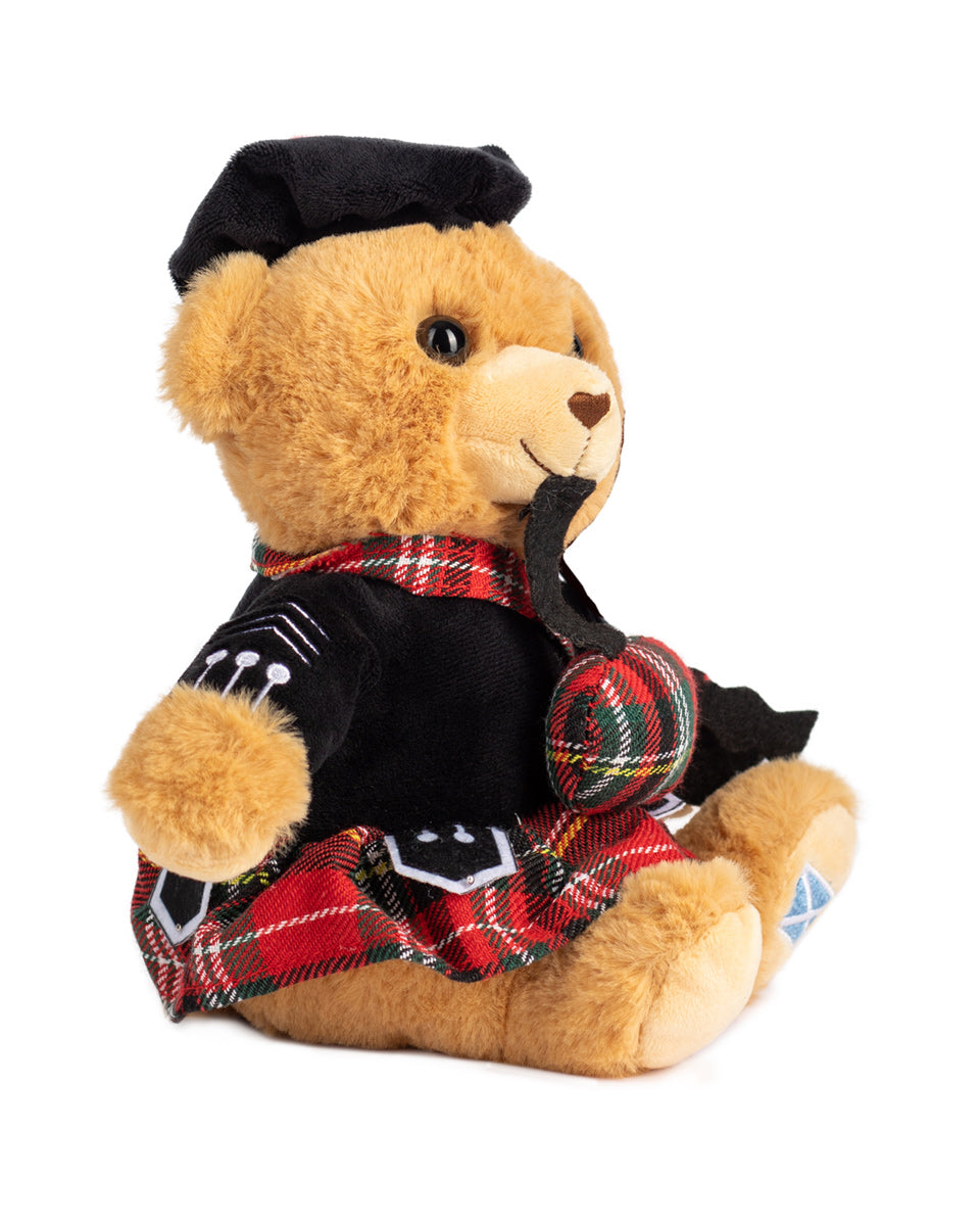 Musical Teddy Bear In Clan Tartan - Scotland-The Brave Piper, Made In Scotland