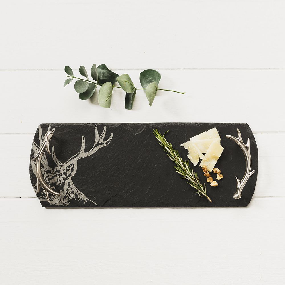 Small Slate Serving Tray - Stag Design