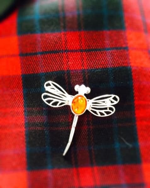 Outlander Inspired Amber Dragonfly Brooch