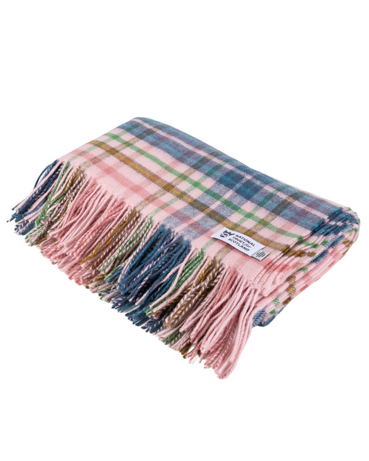 Pink Castle Tartan Lambswool Blanket