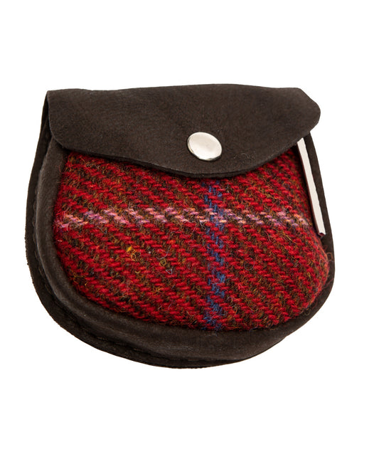 Harris Tweed and Deerskin Leather Purse in Red