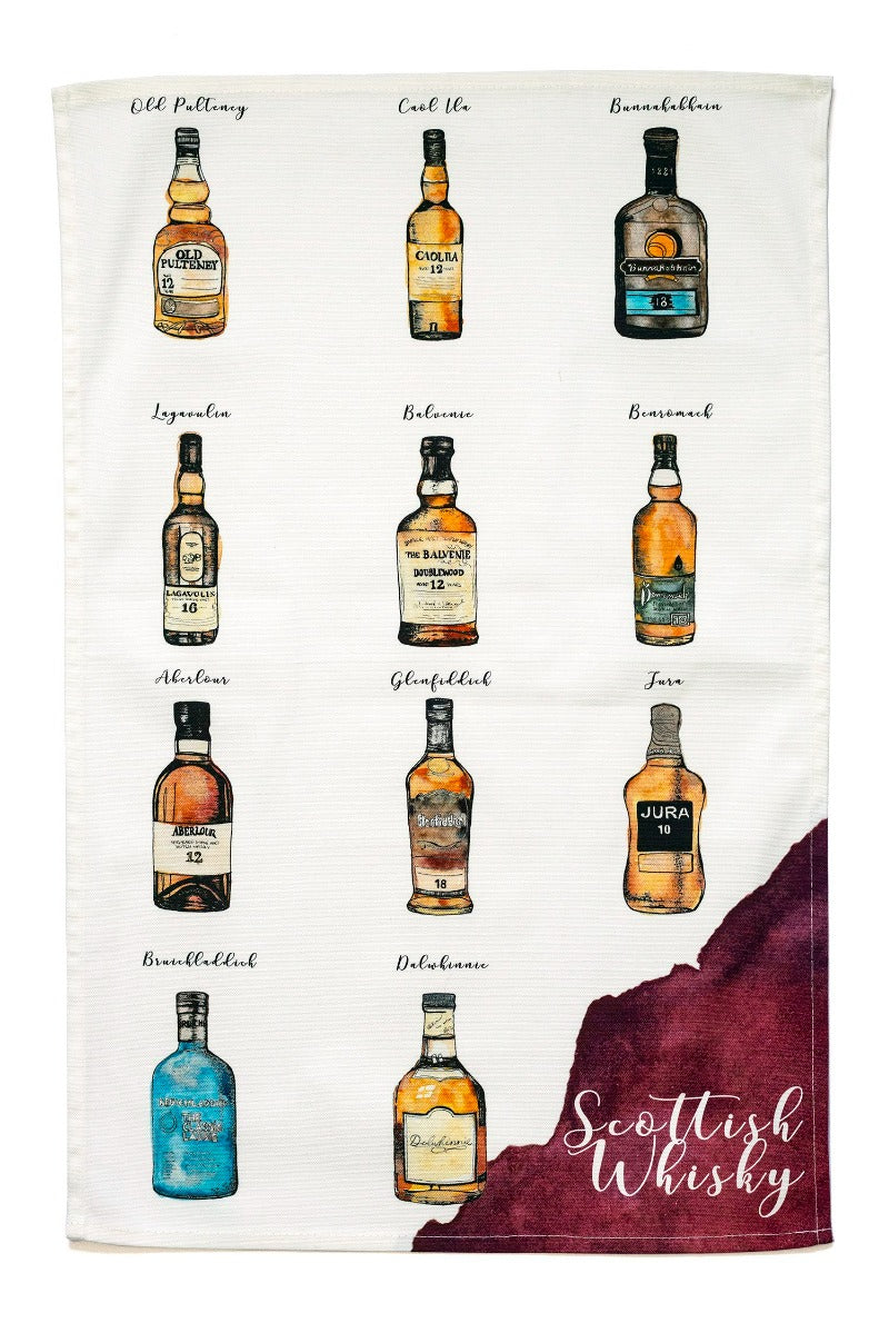 Sarah Leask Studio Scottish Whisky Tea Towel