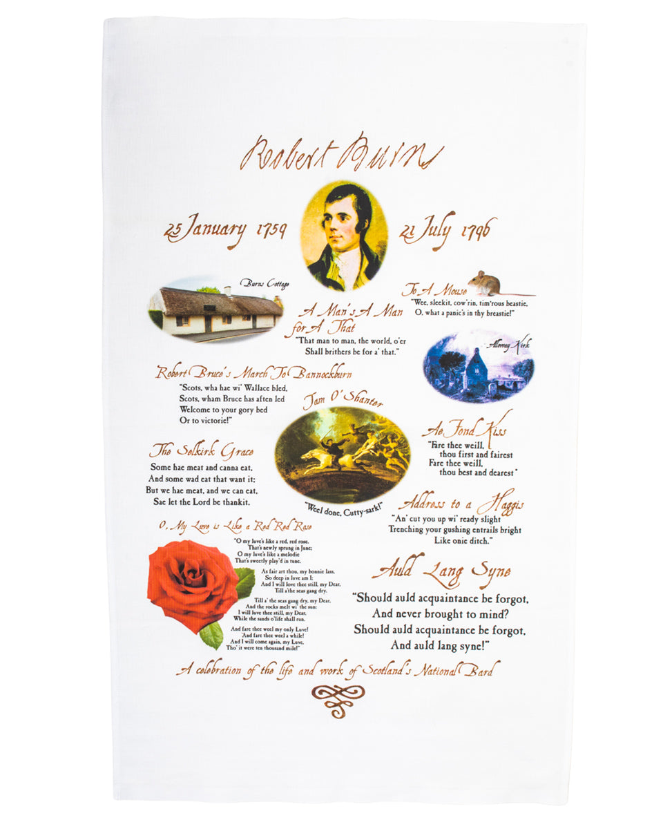 Robert Burns Famous Quotes Tea Towel