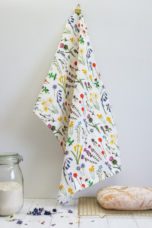 Sarah Leask Studio Wildflowers Allover Pattern Tea Towel