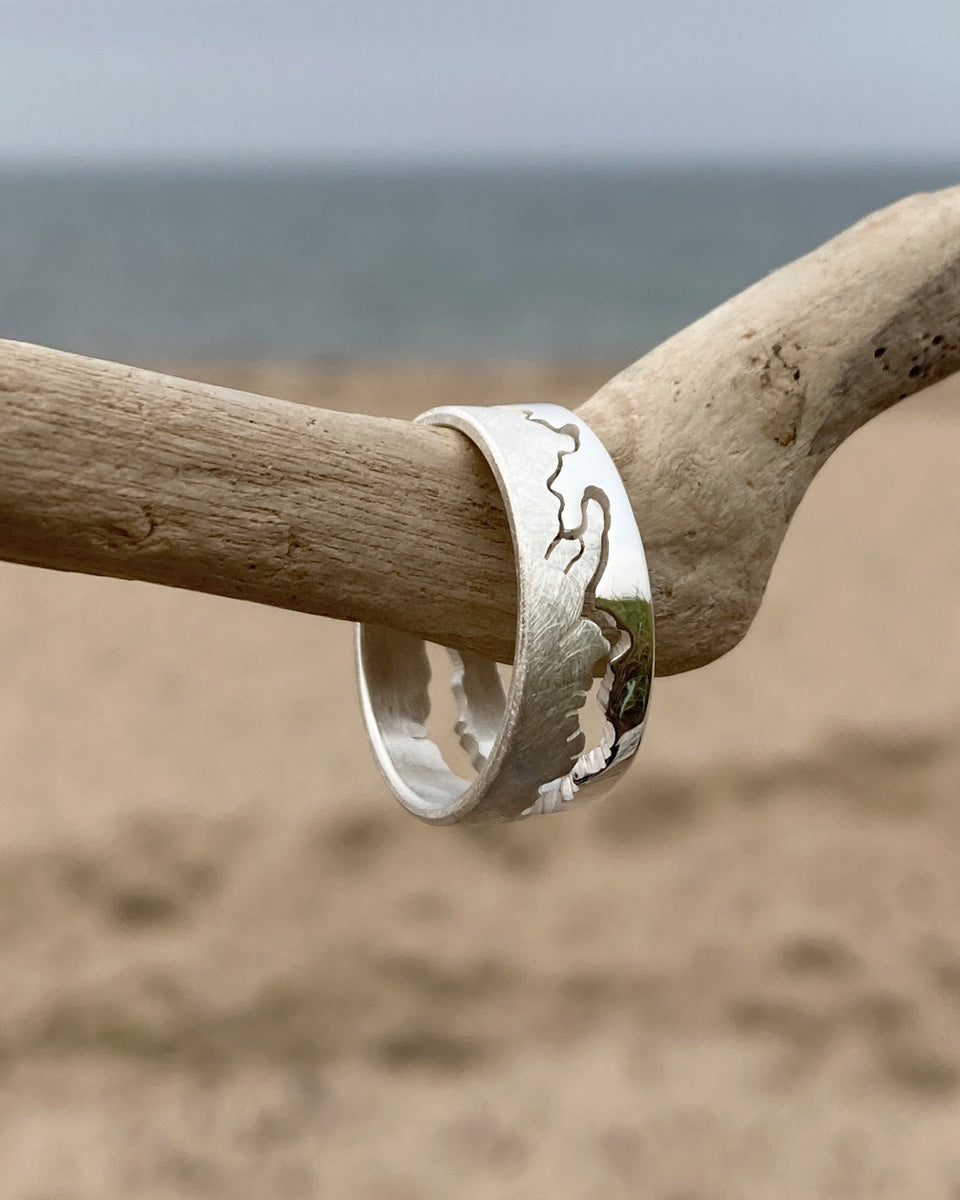 Silver Ring with Scottish Coastline Design