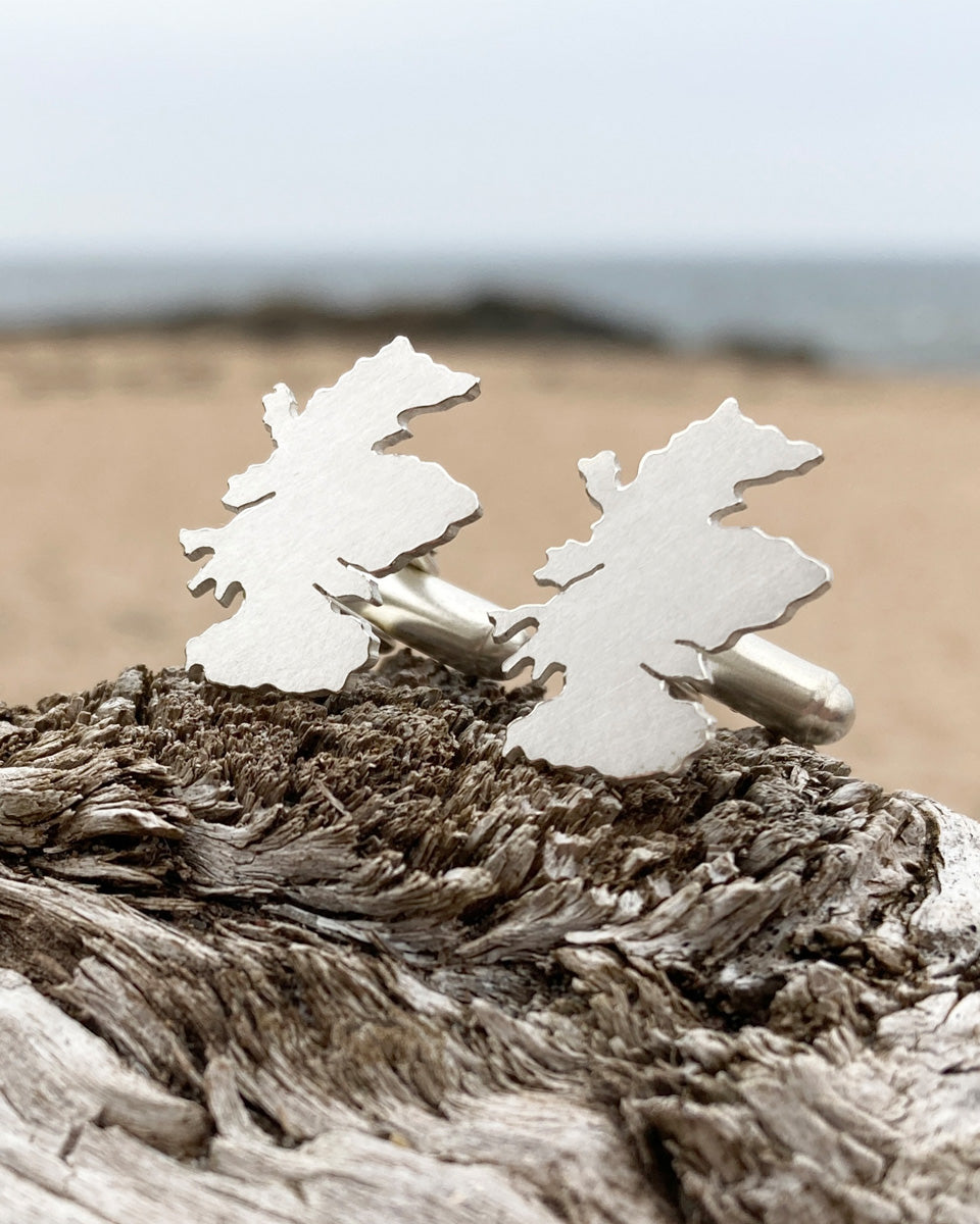 Silver Cufflinks in Scottish Coastline Design