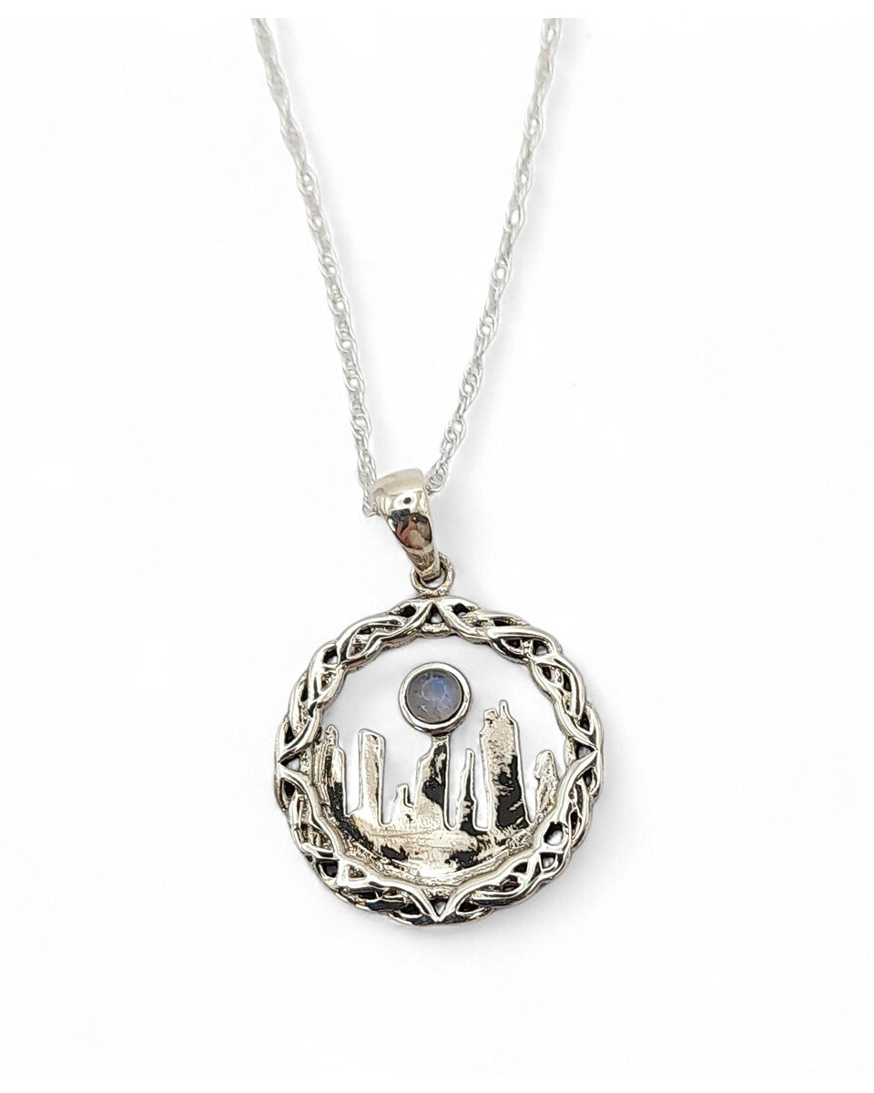 Small Outlander Inspired Standing Stones Silver Pendant with Moonstone - Hamilton & Young