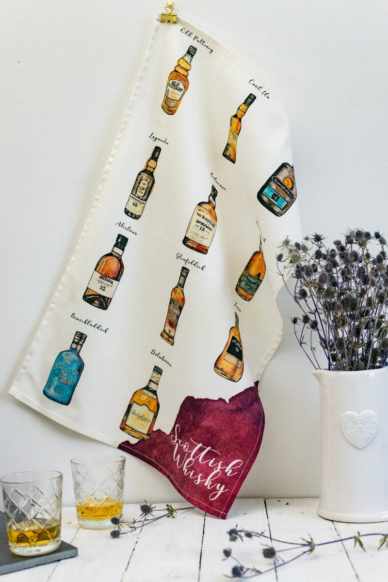 Sarah Leask Studio Scottish Whisky Tea Towel