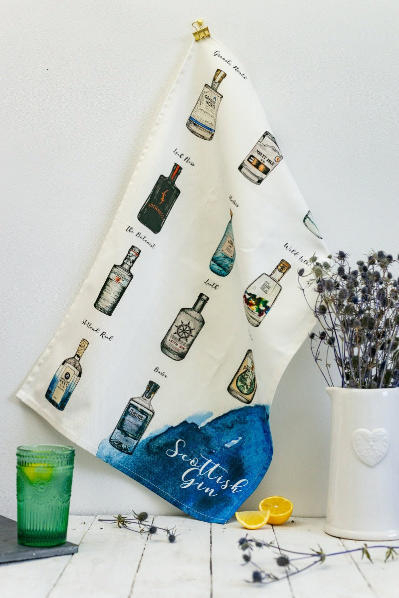 Sarah Leask Studio Scottish Gin Tea Towel