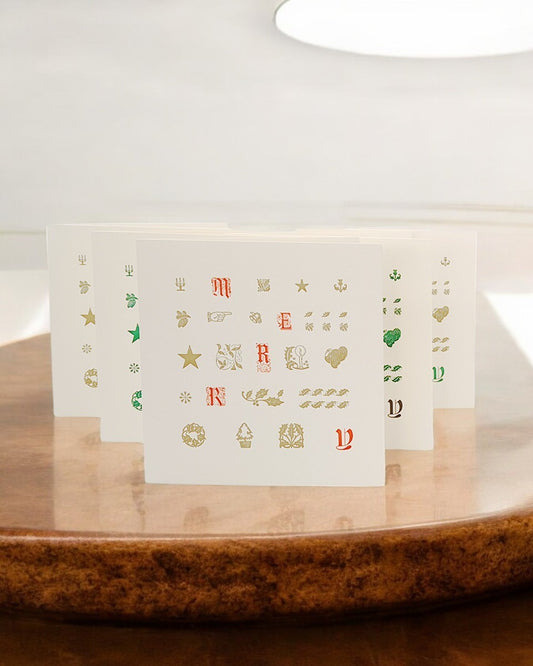 Pack of 5 Letterpress Christmas Cards