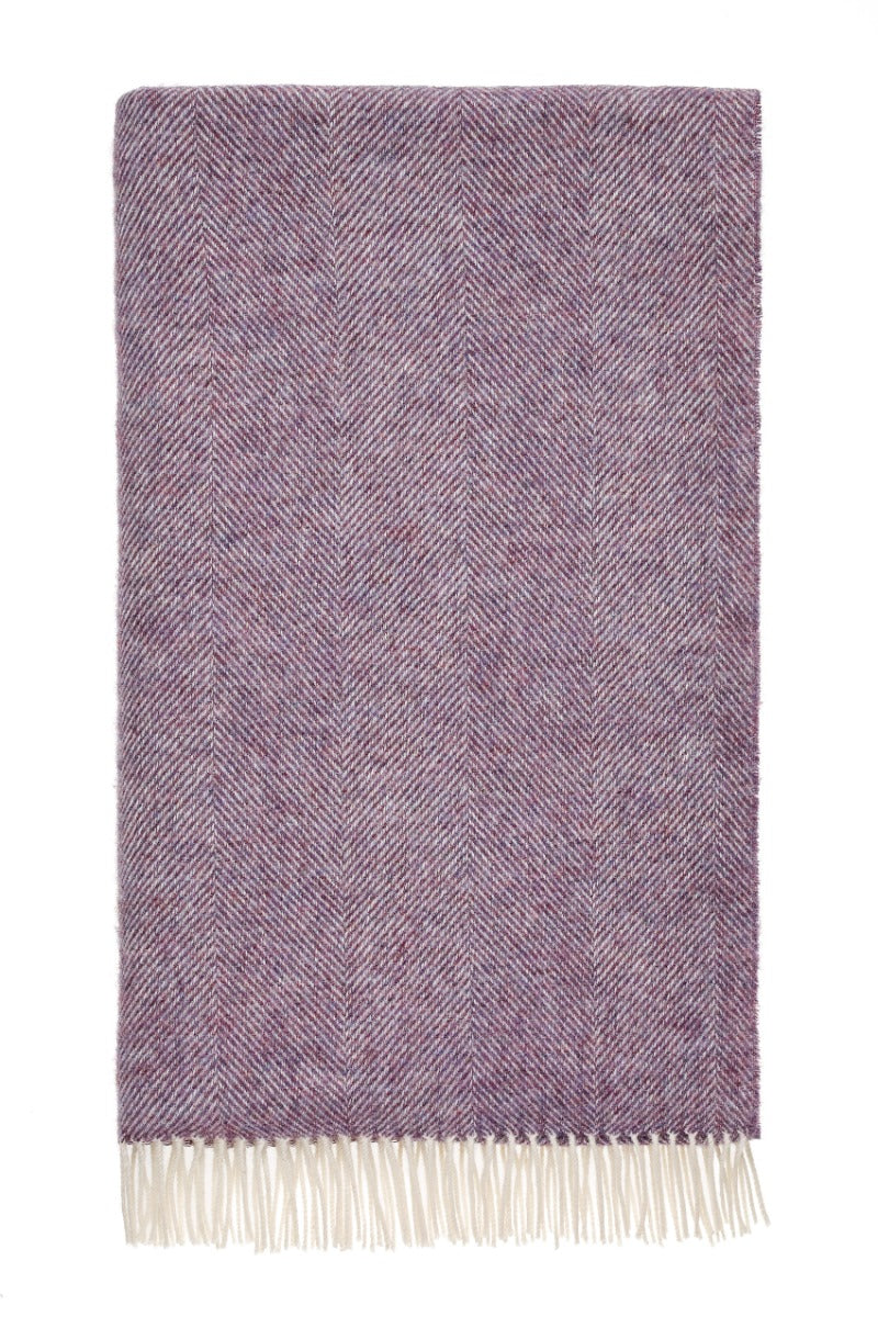 Lavender Herringbone Pure New Wool Throw